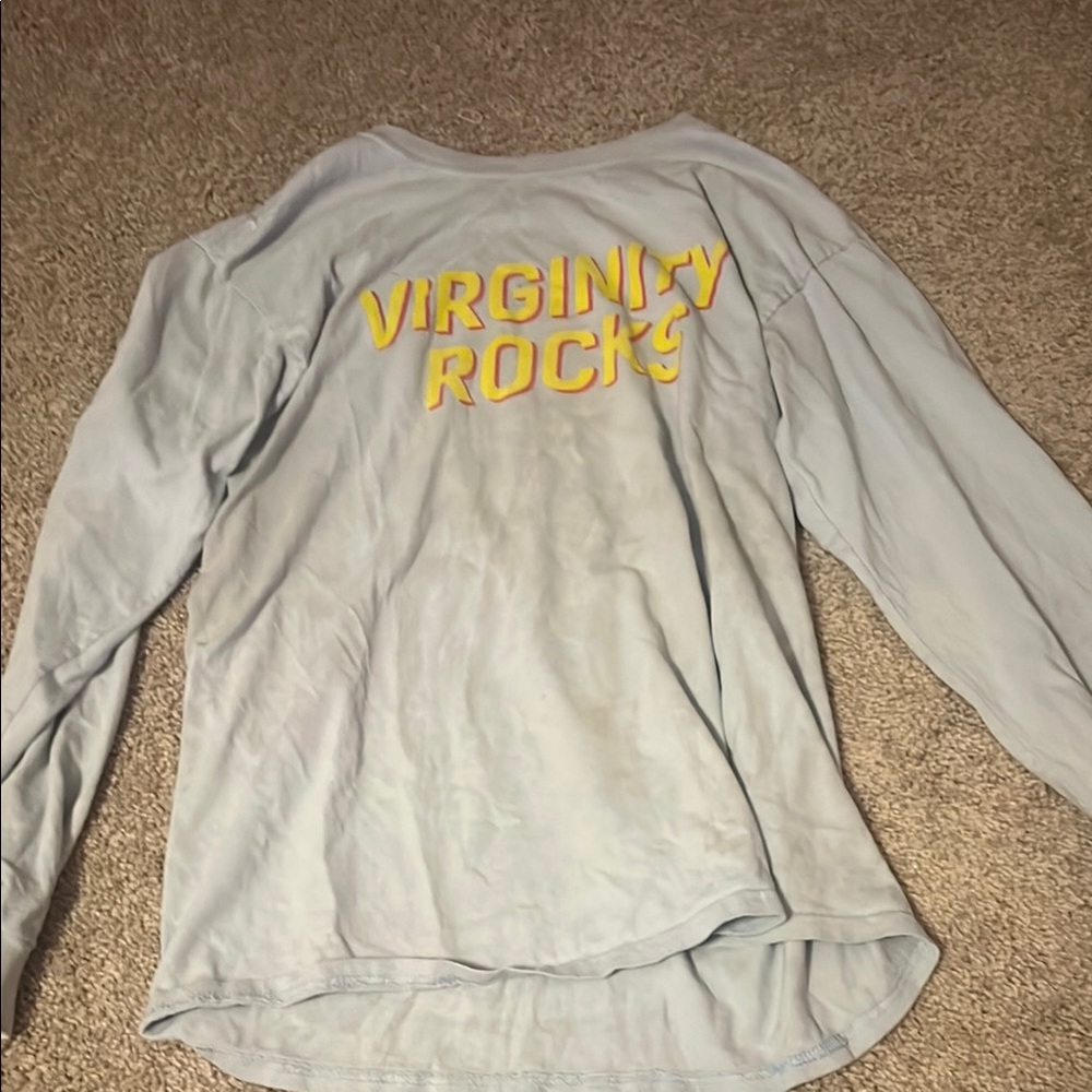 Gray Long Sleeve Tee with Yellow Print